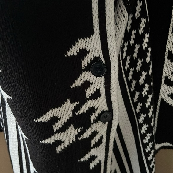 Calvin Klein Houndstooth Black White Oversized Open Front Cardigan Duster Coat S - Picture 4 of 10